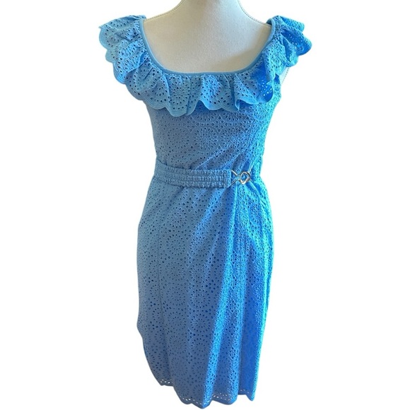 Lilly Pulitzer Ryann Eyelet Shift Dress Sleeveless Sundress with Flutter Sleeves - Picture 4 of 12